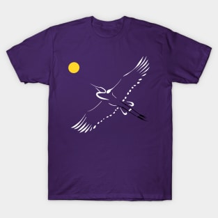 Egret Flying and Sun T-Shirt